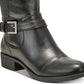 Botas de montaria femininas estilo &amp; co Luciaa texturizadas até o joelho, pretas, tamanho 6 M