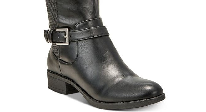 Botas de montaria femininas estilo &amp; co Luciaa texturizadas até o joelho, pretas, tamanho 6 M
