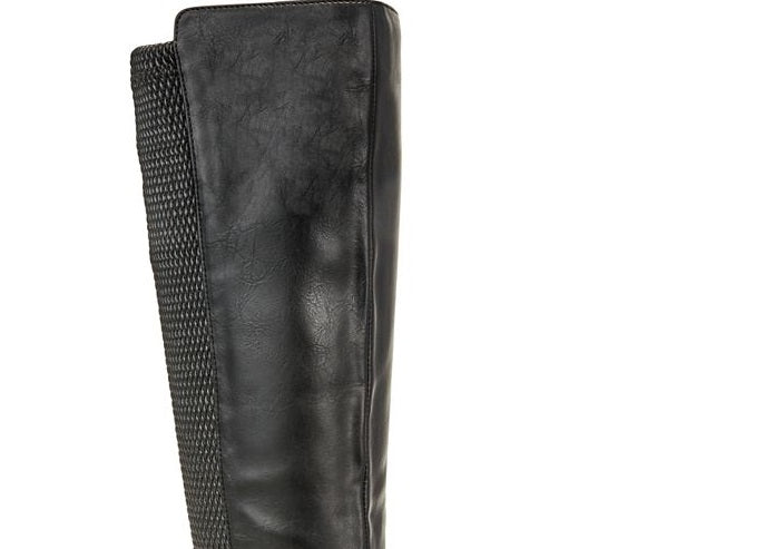 Botas de montaria femininas estilo &amp; co Luciaa texturizadas até o joelho, pretas, tamanho 6 M