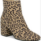 Botas Bar III Femininas com Estampa de Leopardo Comfort Gatlin Biqueira Amêndoa Salto Bloco e Zíper, Marrom, Tamanho 7,5 M