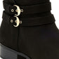 Botas femininas Charter Club com fivela e acolchoamento Jaimee, bico amendoado, salto bloco e zíper, pretas, tamanho 10,5 M
