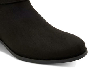 Botas femininas Charter Club com fivela e acolchoamento Jaimee, bico amendoado, salto bloco e zíper, pretas, tamanho 10,5 M