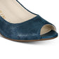 Scarpin Anne Klein Meredith Peep Toe Couro Azul Tamanho 7,5 M