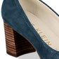 Scarpin Anne Klein Meredith Peep Toe Couro Azul Tamanho 7,5 M