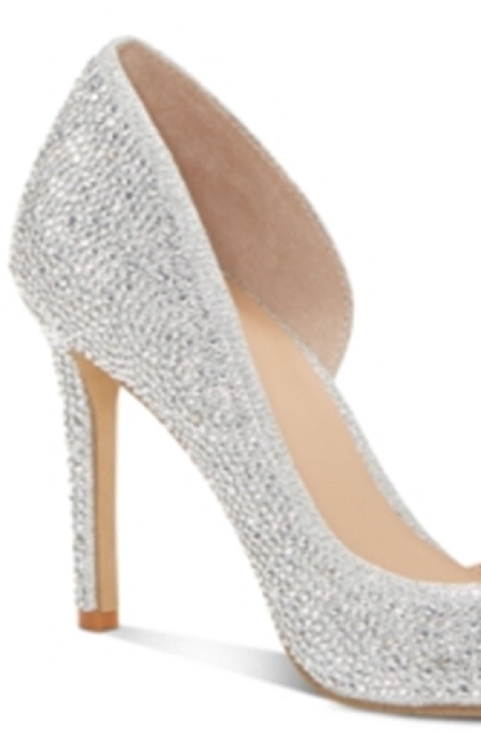 Sapatos Kenjay D'Orsay Inc Femininos Prata Brilhante Tamanho 6,5