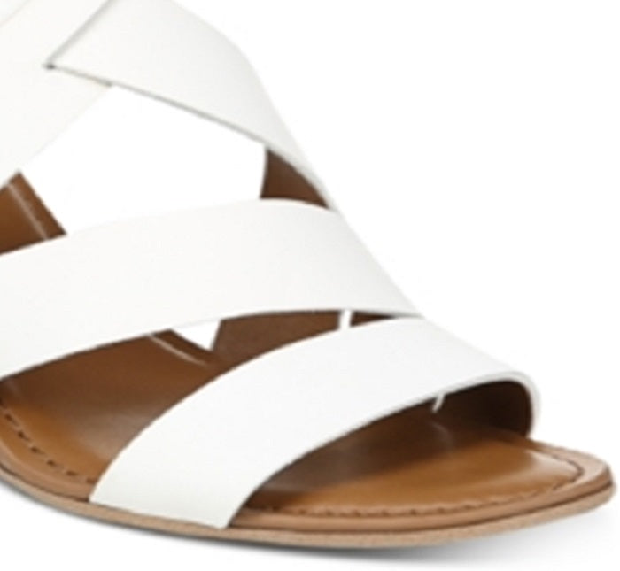 Franco Sarto Sapatos Femininos de Couro Abertos Casuais Slingback Branco Tamanho 10 M