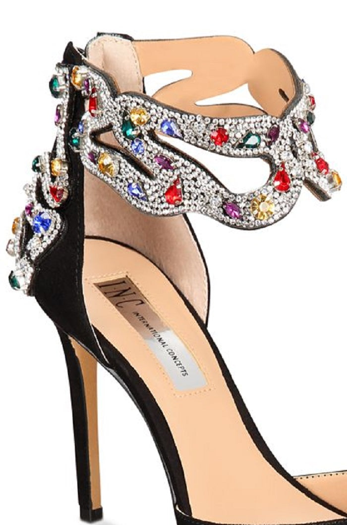 INC International Concepts Sapatos Femininos com Tira no Tornozelo Pretos Tamanho 9,5M