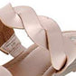 Sandálias femininas estilo &amp; co de couro sintético metálico rosa tamanho 8,5 M
