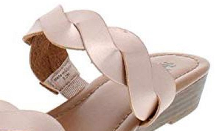 Sandálias femininas estilo &amp; co de couro sintético metálico rosa tamanho 8,5 M