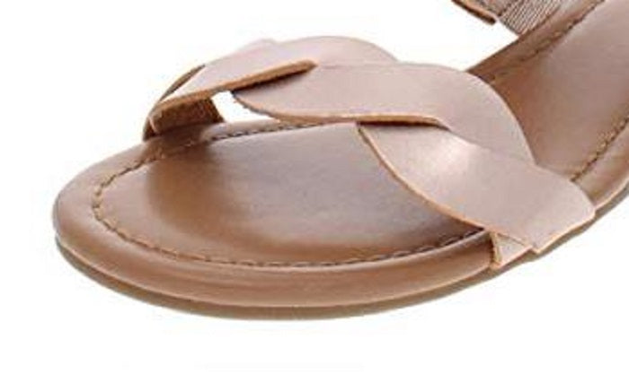 Sandálias femininas estilo &amp; co de couro sintético metálico rosa tamanho 8,5 M