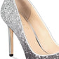 Sapatos femininos Jewel Badgley Mischka Malta bico fino prateados tamanho 9 M