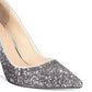Sapatos femininos Jewel Badgley Mischka Malta bico fino prateados tamanho 9 M