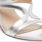 Sandálias de salto alto Steve Madden Sidney com tira no tornozelo 803 cinza prateado tamanho 5,5 M