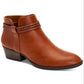 Botas femininas estilo &amp; co com zíper e salto bloco e bico redondo, marrom, tamanho 10 M