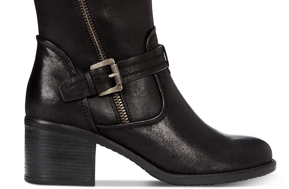 Botas femininas de couro sintético Weslin de cano médio Bare Traps, pretas, tamanho 11 M