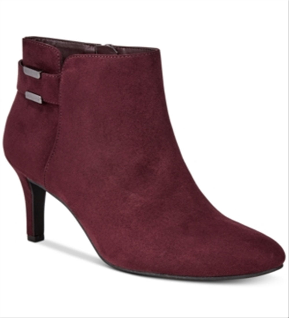 Botas femininas Alfani Faust com bico fechado e cano curto, tamanho 7,5 M, vermelhas