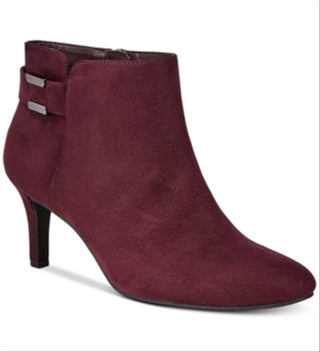 Botas femininas Alfani Faust com bico fechado e cano curto, tamanho 7,5 M, vermelhas