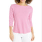 Camiseta feminina listrada de algodão Supima Charter Club, rosa, tamanho pequeno
