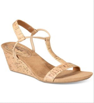 Sandálias plataforma casuais femininas Style &amp; Co Mulan com bico aberto, marrom, tamanho 6 M