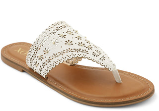 Sandálias femininas XOXO Rhonda Slip-on, brancas, tamanho 6,5 m