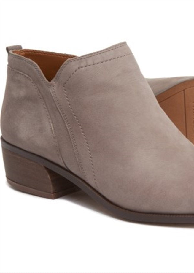 Franco Sarto Botas femininas de couro com zíper e salto bloco Laslo em camurça rica, cinza, tamanho 7 M