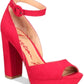 American Rag Feminino Reeta Tecido Peep Toe Tira No Tornozelo Bombas Dorsay Vermelho Tamanho 9,5M