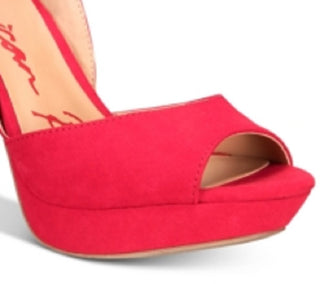 American Rag Feminino Reeta Tecido Peep Toe Tira No Tornozelo Bombas Dorsay Vermelho Tamanho 9,5M