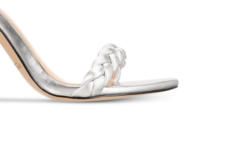 Rachel Zoe ELLA Tecido Aberto Toe Ocasião Especial Tornozelo Prata Tamanho 10.0 Feminino