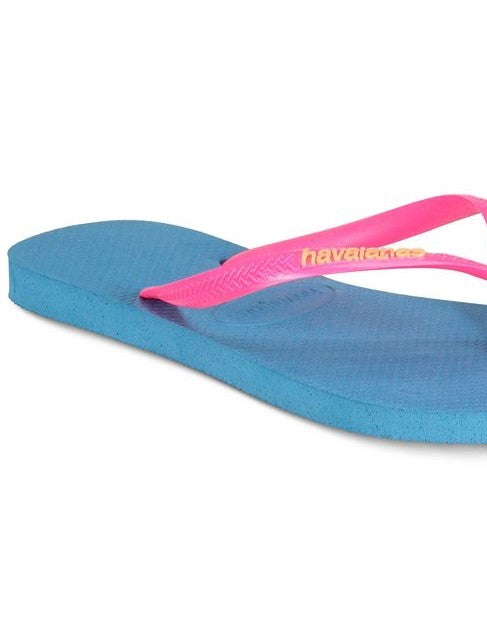 Havaianas Slim Logo Pop Up Signature Chinelo Feminino Azul Tamanho 9/10W