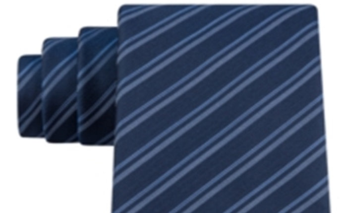 Gravata fina listrada dupla masculina Kenneth Cole, azul, tamanho único