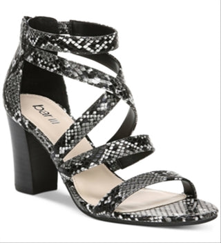 Salto alto Blythe com tiras Bar III feminino, preto, tamanho 8 M