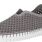 Sapatilhas femininas Steven by Steve Madden Limber perfuradas em couro cinza, tamanho 9,5M