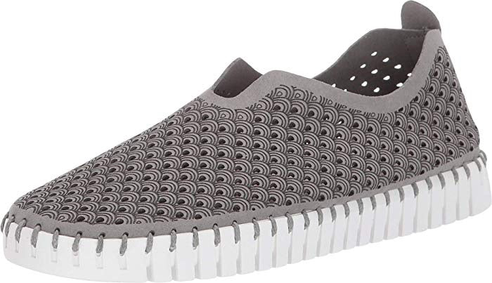 Sapatilhas femininas Steven by Steve Madden Limber perfuradas em couro cinza, tamanho 9,5M