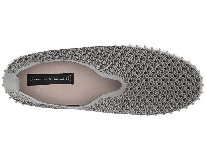Sapatilhas femininas Steven by Steve Madden Limber perfuradas em couro cinza, tamanho 9,5M