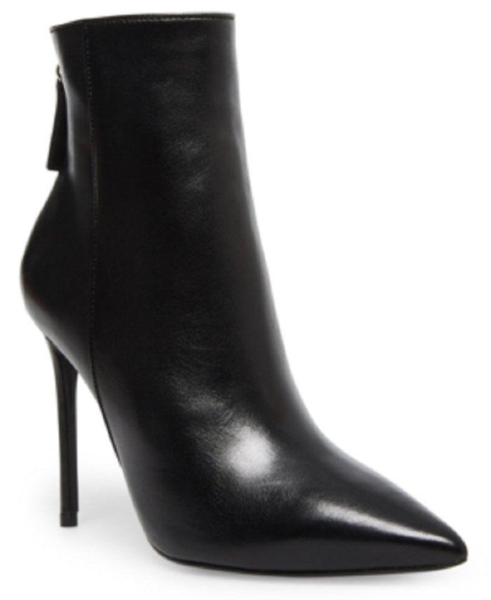 Steve Madden Comfort Via Botas de couro femininas com zíper e bico fino, tamanho 6 M, pretas