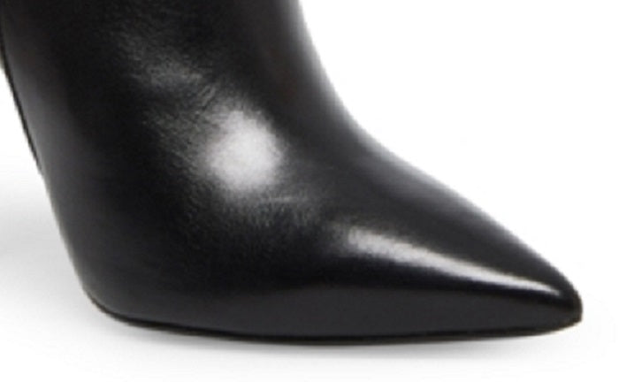 Steve Madden Comfort Via Botas de couro femininas com zíper e bico fino, tamanho 6 M, pretas