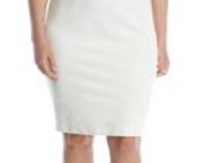 Vestido feminino French Connection Lula com decote assimétrico e bainha branca, tamanho 12