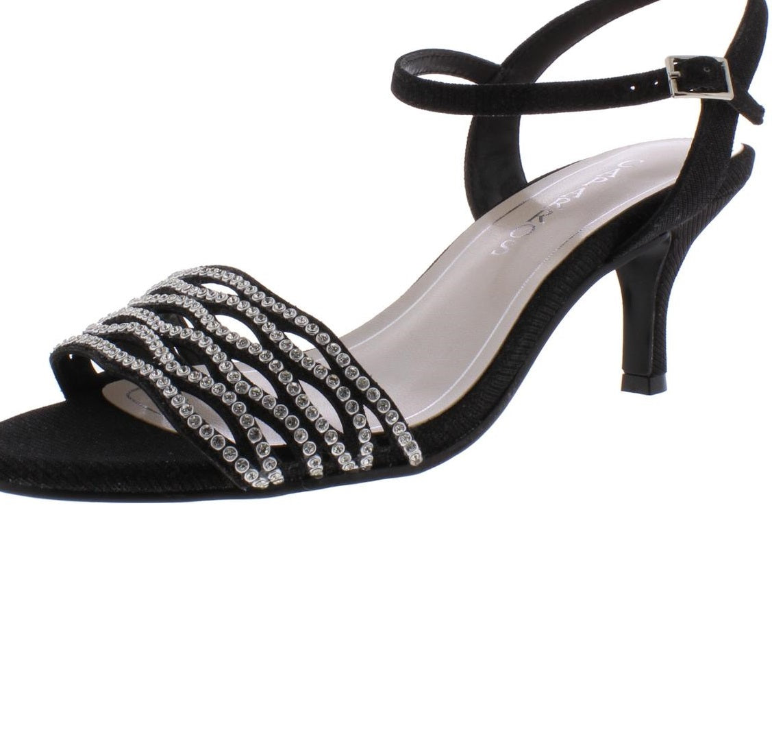 Sandálias femininas Caparros Quirin Suede com bico aberto e tira no tornozelo para ocasiões especiais, cinza, tamanho 8 M