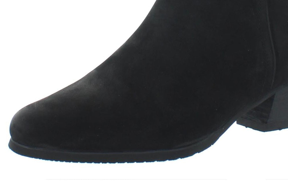 Botas femininas Aqua College com bico redondo e salto bloco, pretas, tamanho 9,5 M