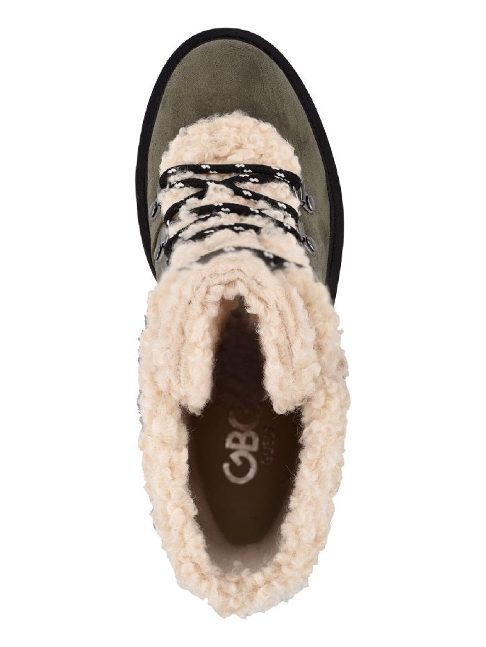 GBG Botas de combate femininas com acabamento em pele sintética e argola em D, bico redondo, com cadarço, cinza, tamanho 7 M
