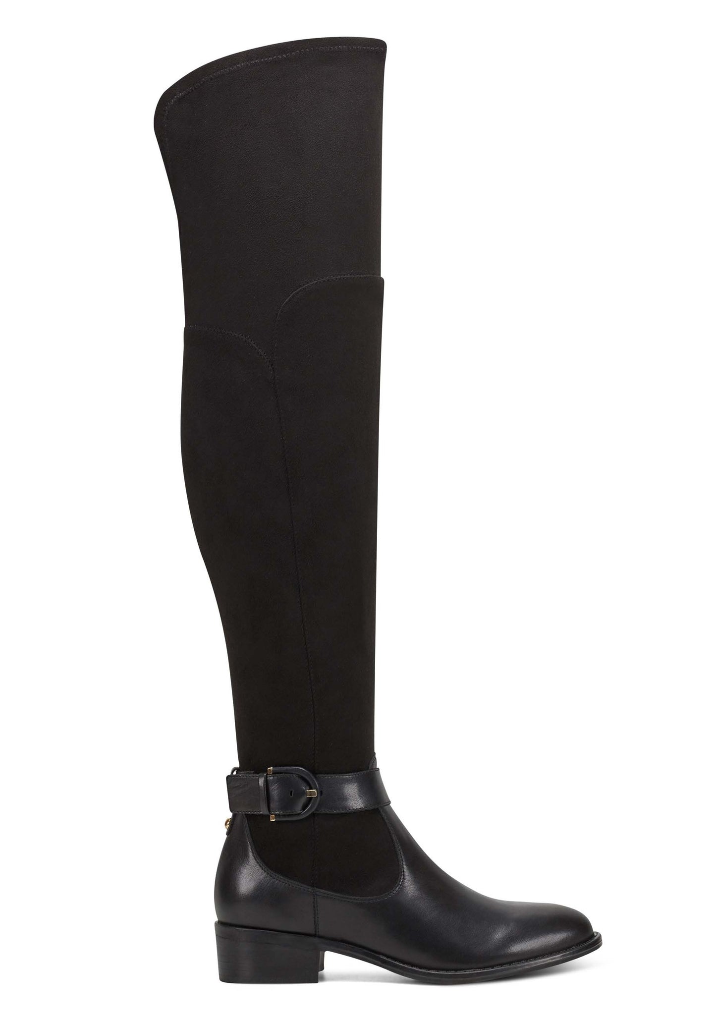 Botas de montaria femininas Nine West Nacoby acima do joelho, pretas, tamanho 6,5 M