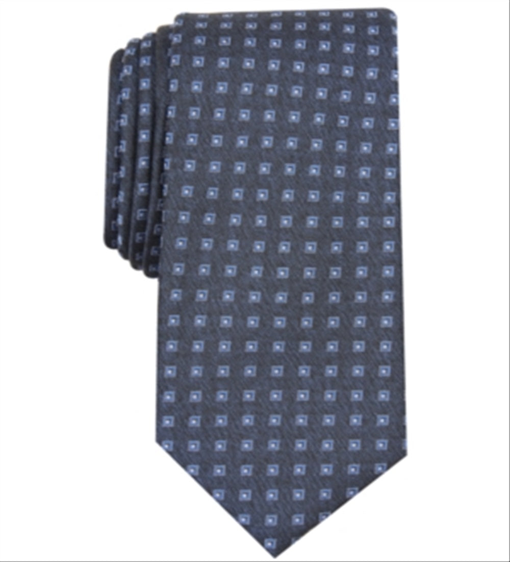 Gravata de seda clássica Alfani Masculina Geometric Collins Neat Azul Tamanho Regular