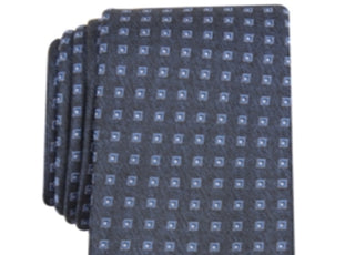 Gravata de seda clássica Alfani Masculina Geometric Collins Neat Azul Tamanho Regular
