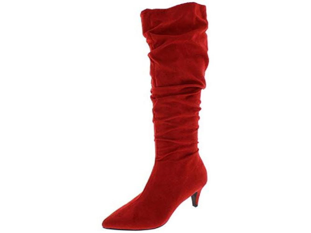 Botas femininas Bar III Edina de camurça sintética, cano médio, tamanho 5,5 M, vermelhas