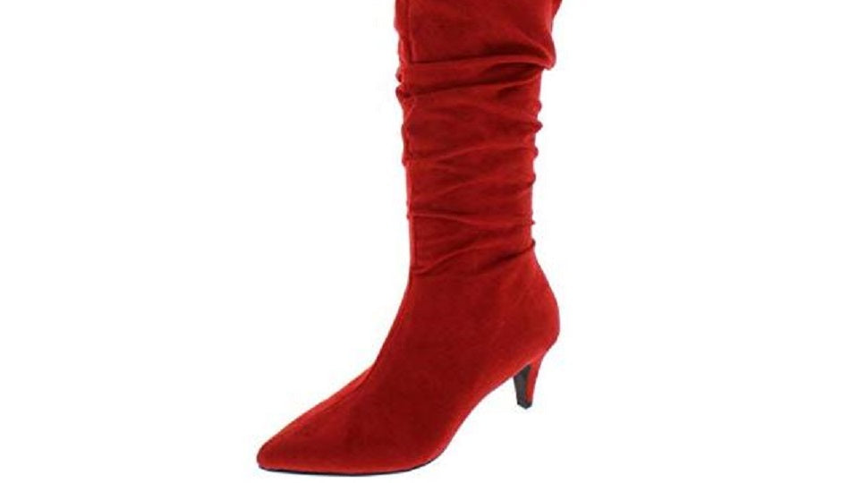 Botas femininas Bar III Edina de camurça sintética, cano médio, tamanho 5,5 M, vermelhas