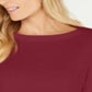 Karen Scott Blusa de malha feminina de algodão com decote canoa e manga 3/4, vermelha, tamanho pequeno
