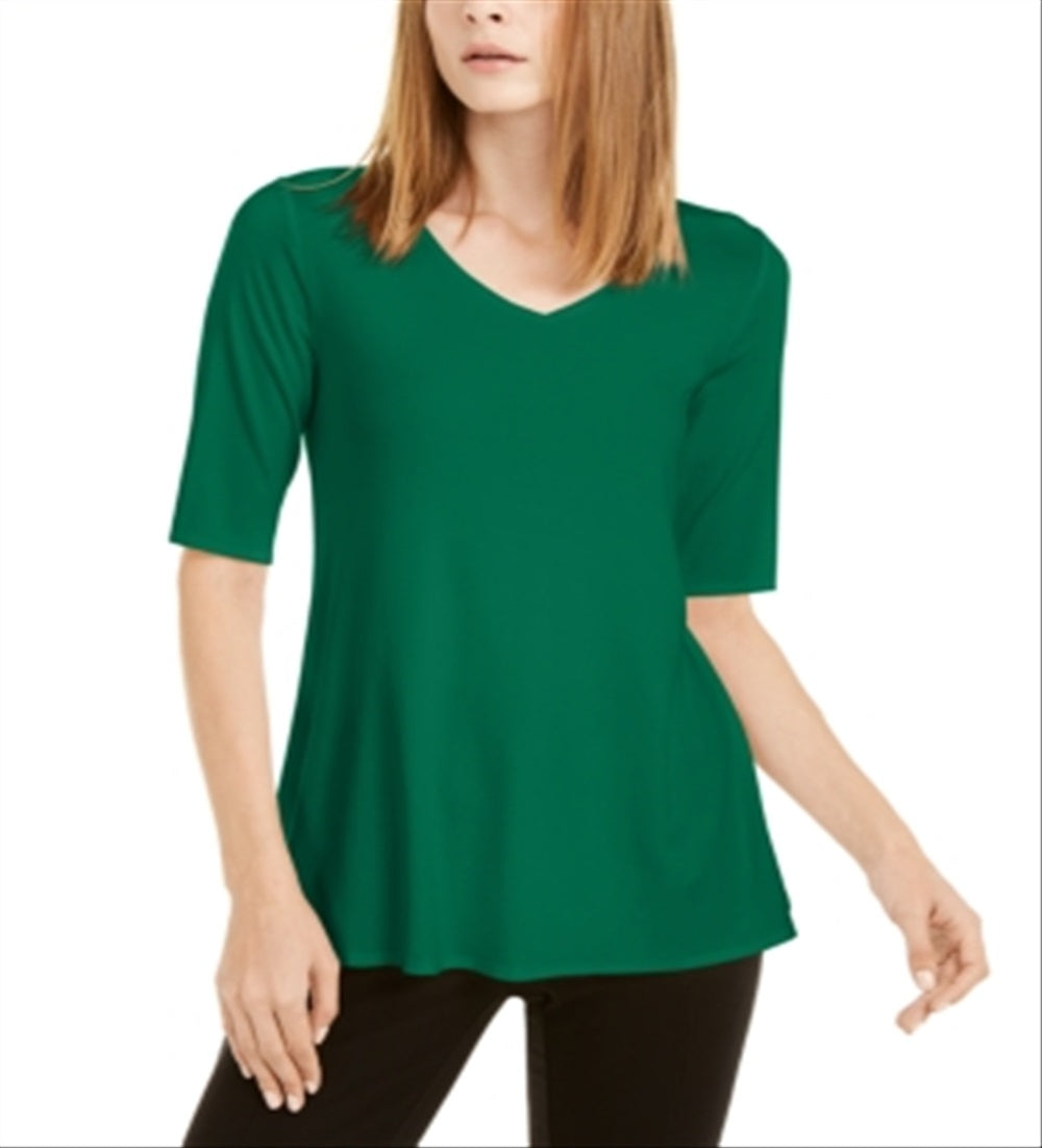 Túnica feminina Alfani com decote em V e alças finas, verde, tamanho X-S