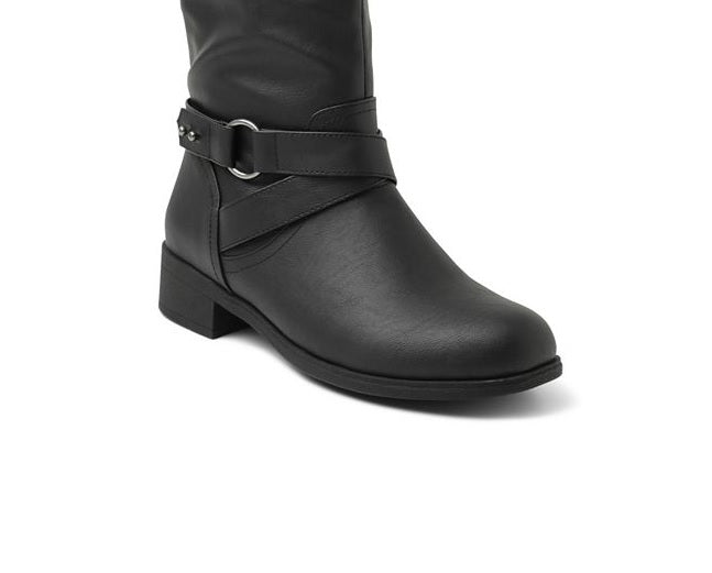 Botas de montaria femininas XOXO Maxfield Wide F Tall, pretas, tamanho 5,5