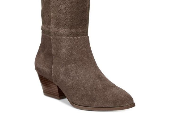 Botas femininas estilo Izalea Crocodilo bico fechado tornozelo marrom tamanho 7,5 M
