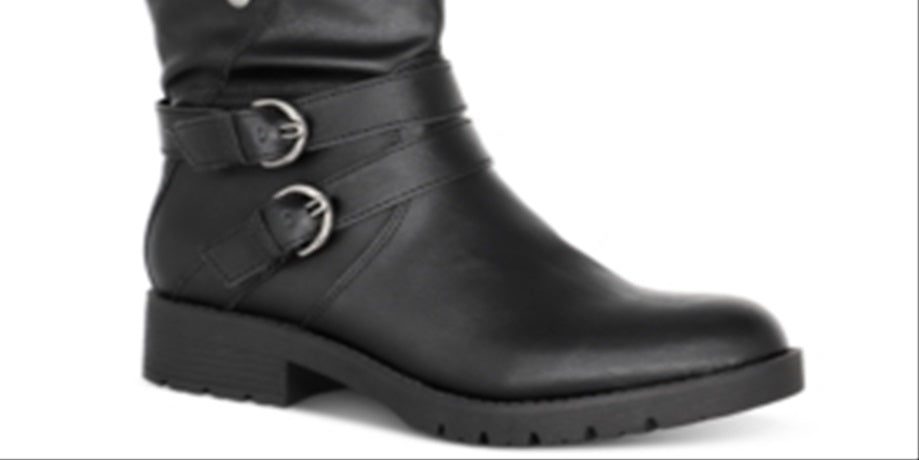 Botas de combate femininas American Rag Brinley com bico fechado e cano médio, pretas, tamanho 11 M